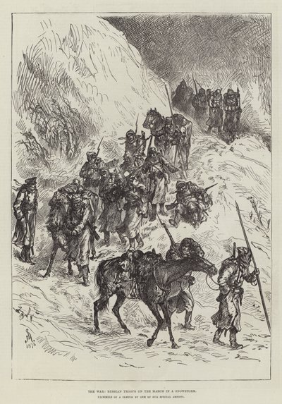 The War, Russian Troops on the March in a Snowstorm by Johann Nepomuk Schonberg